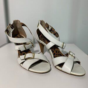 Jessica Simpson Eugenia Heels 8/38 - White - Gold Buckles
